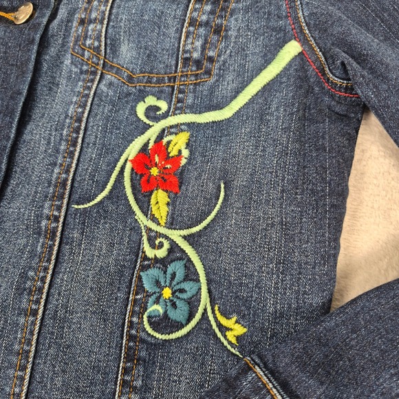 Harley Davidson Womens M Denim Jacket Embroidered Eagle Floral Biker Motorcycle - Picture 5 of 9